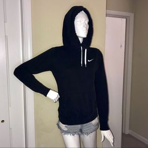 BLACK COWL NECK FLEECE PULLOVER HOODIE SWEATSHIRT